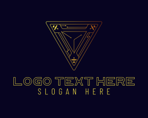 Tech - Cyber Circuit Triangle logo design