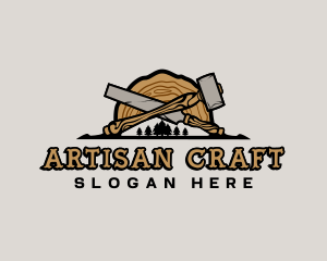 Woodwork Hammer Chisel logo design