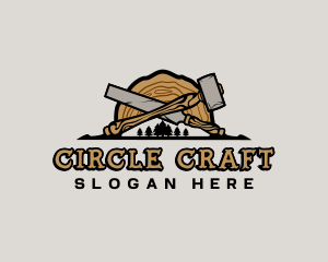 Woodwork Hammer Chisel logo design