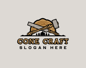 Woodwork Hammer Chisel logo design