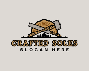 Woodwork Hammer Chisel logo design