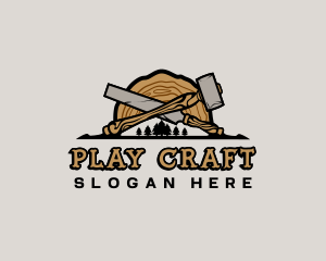 Woodwork Hammer Chisel logo design