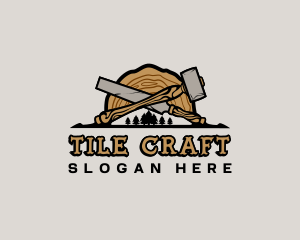 Woodwork Hammer Chisel logo design