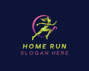 Girl Running Athlete logo design