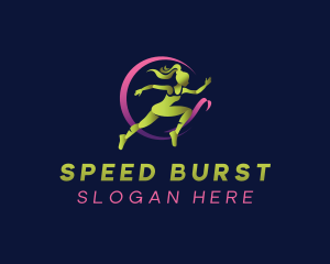 Girl Running Athlete logo design