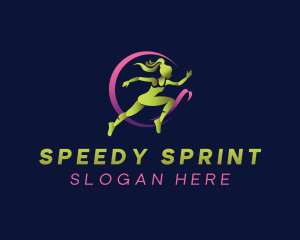 Girl Running Athlete logo design