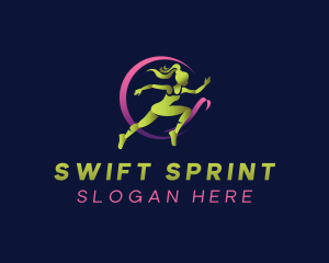 Girl Running Athlete logo design