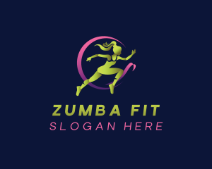 Zumba - Girl Running Athlete logo design