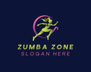 Zumba - Girl Running Athlete logo design