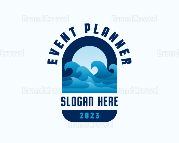 Beach Wave Surfing Logo