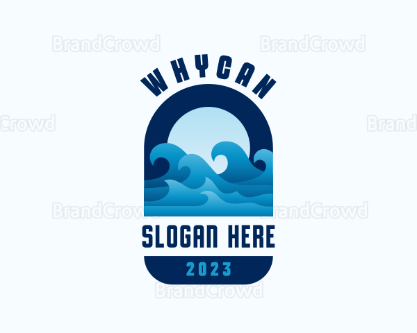 Beach Wave Surfing Logo