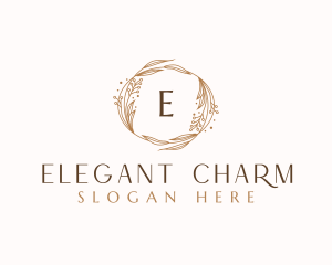 Elegant Floral Wreath  logo design