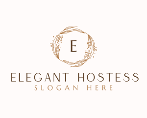 Elegant Floral Wreath  logo design