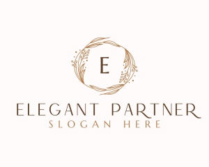 Elegant Floral Wreath  logo design