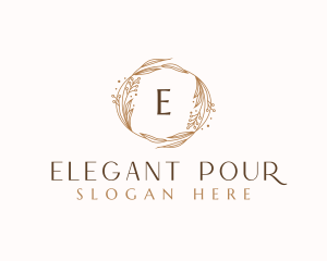 Elegant Floral Wreath  logo design