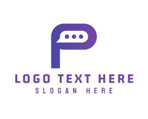 At - Chat Letter P App logo design