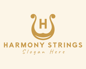 Lyre Harp Musical Instrument logo design