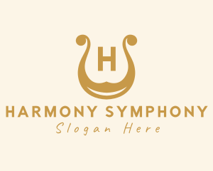 Lyre Harp Musical Instrument logo design