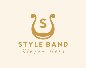 Lyre Harp Musical Instrument logo design