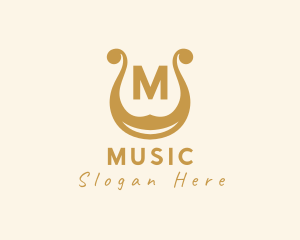 Lyre Harp Musical Instrument logo design