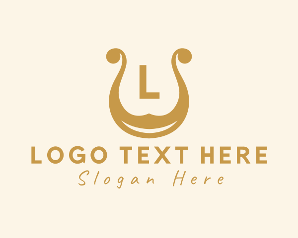 String Instrument - Lyre Harp Musical Instrument logo design