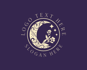 Yoga - Floral Crescent Moon logo design