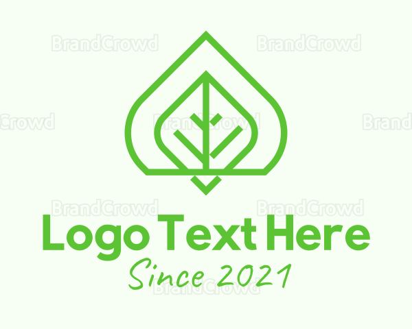 Green Leaf Line Art Logo