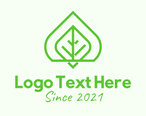 Organic Food - Green Leaf Line Art logo design