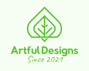 Green Leaf Line Art  logo design