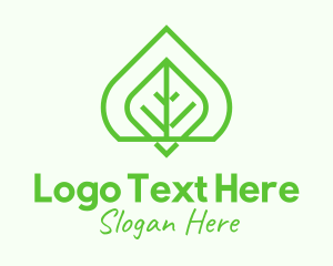 Green Leaf Line Art  Logo