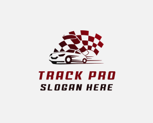 Car Auto Racing Flag  logo design