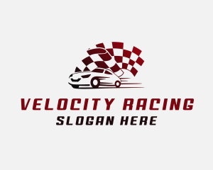 Car Auto Racing Flag  logo design