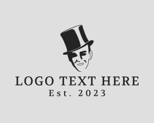 Businessman - Silhouette Man Top Hat logo design