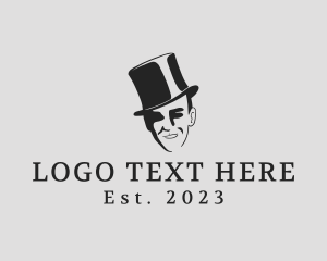 Black Hat - Silhouette Man Top Hat logo design