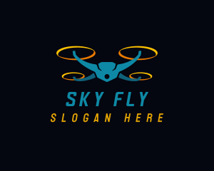 Aerial Drone Quadcopter logo design