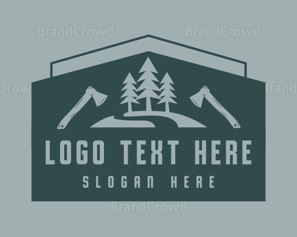 Forest Pine Tree Axe Logo