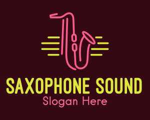 Saxophone - Neon Saxophone Monoline logo design