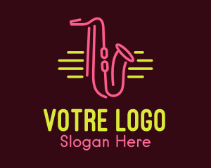 Bistro - Neon Saxophone Monoline logo design