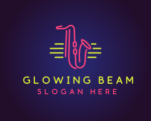 Neon Saxophone Monoline logo design