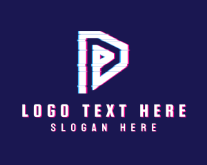 Online - Glitch Letter P Play logo design