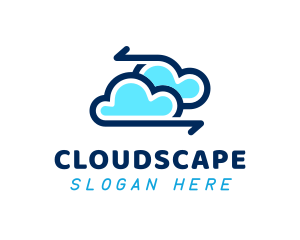 Digital Cloud Arrow logo design