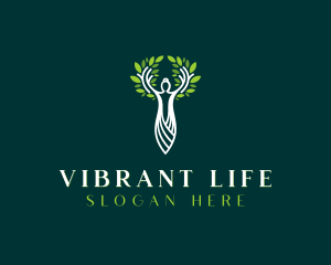 Organic Wellness Woman Tree  logo design