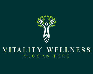 Organic Wellness Woman Tree  logo design