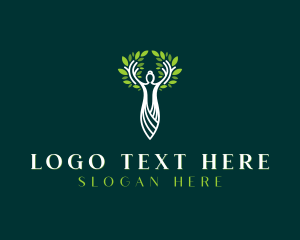 Eco - Organic Wellness Woman Tree logo design