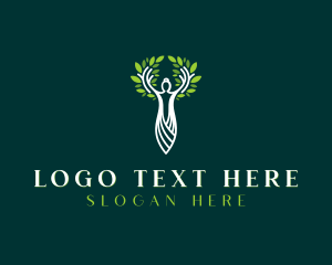 Organic Wellness Woman Tree  Logo