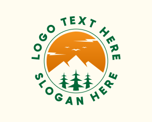 Landform - Mountain Pine Tree Circle logo design