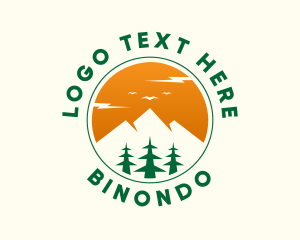 Scenery - Mountain Pine Tree Circle logo design