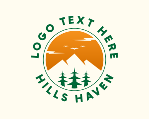 Mountain Pine Tree Circle logo design