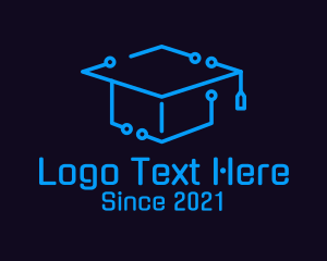 Elearning Center - Tech Graduation Cap logo design