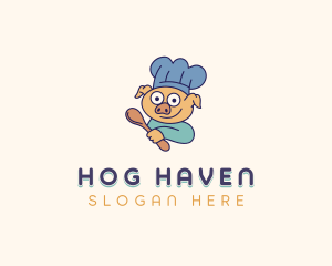 Hog - Cooking Chef Pig logo design